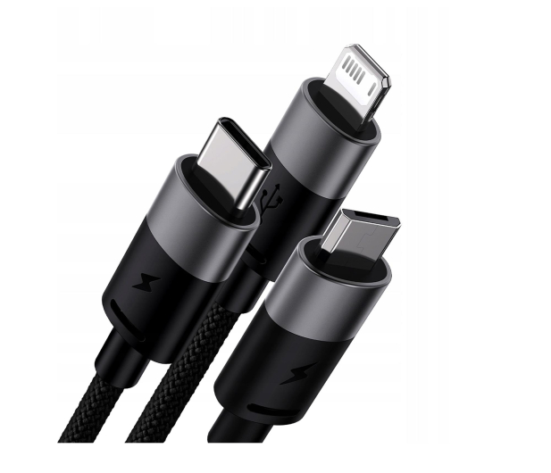 Baseus Kabel 3w1 USB - micro USB / Lightning / USB C 3.5A 1.2m  cza - 1502046 - zdjęcie 3